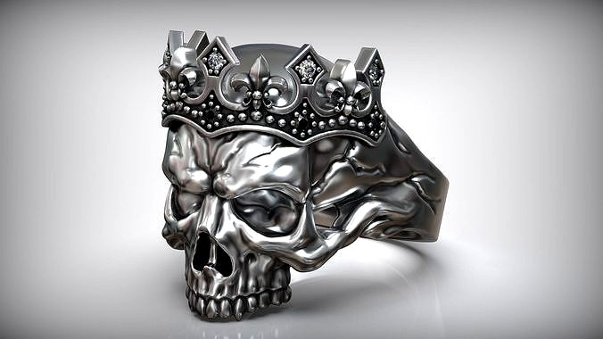Skull Head Queen Tiara Diamond Ring | 3D