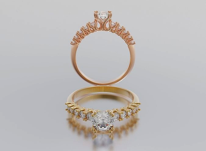 Engagement Solitaire Ring  | 3D
