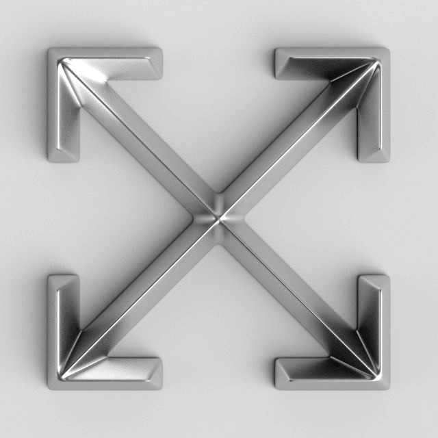 off-white cast metal label
