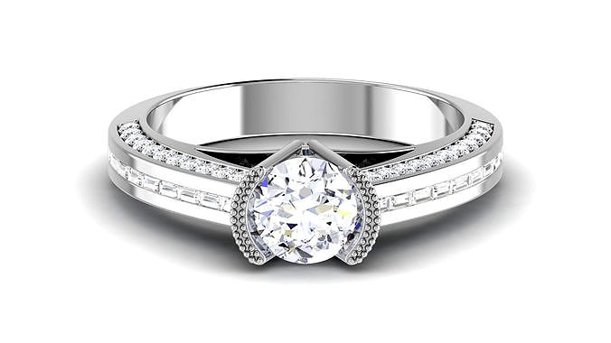 Solitaire Engagement Wedding Ring Bridal Ring | 3D