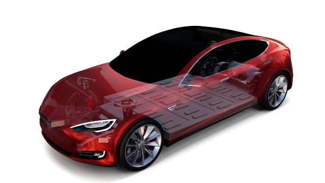 tesla model s 2016 red with chassis