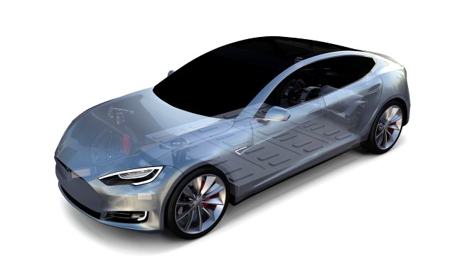 tesla model s 2016 silver with chassis