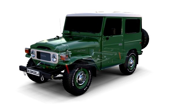 toyota land cruiser fj 40 with chassis green