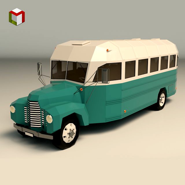 low poly vintage bus 01