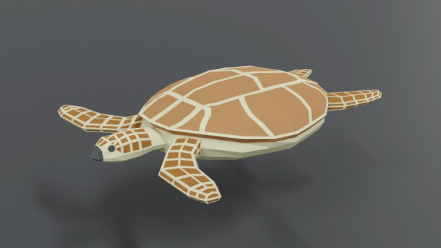 low poly cartoon loggerhead sea turtle