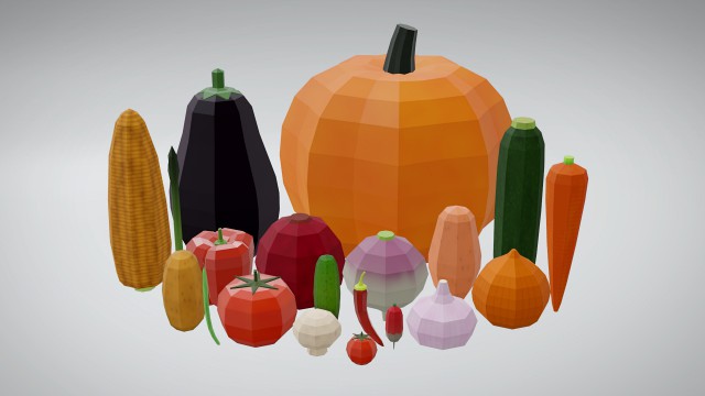 20 vegetables - low poly flat shaded