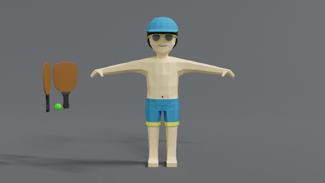 low poly cartoon summer guy
