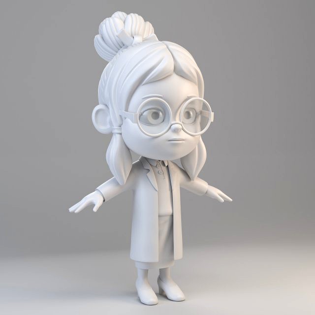 cartoon scientist girl