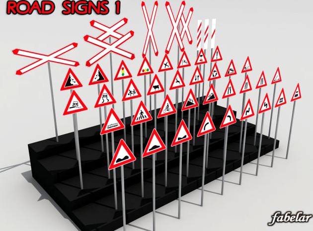 Road signs 1 3D Model