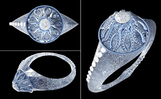 Cascade Textured Diamond Ring Solitaire | 3D