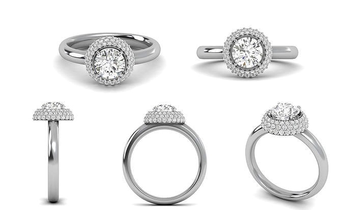 Diamond Solitare Ring Combination Setting  | 3D