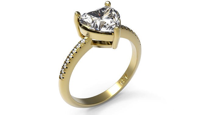 Engagement ring heart gem | 3D