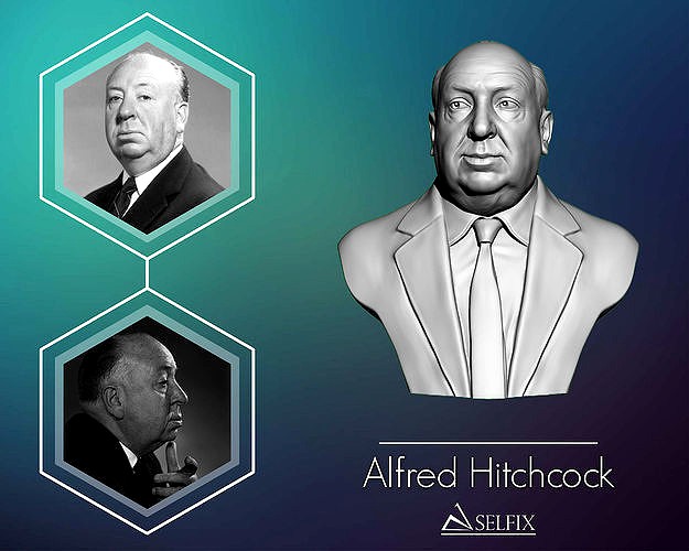 Alfred Hitchcock bust sculpture | 3D