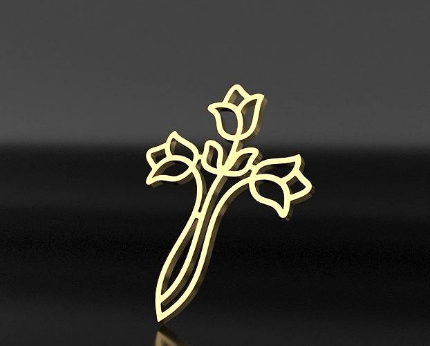 Cross flower pendant | 3D