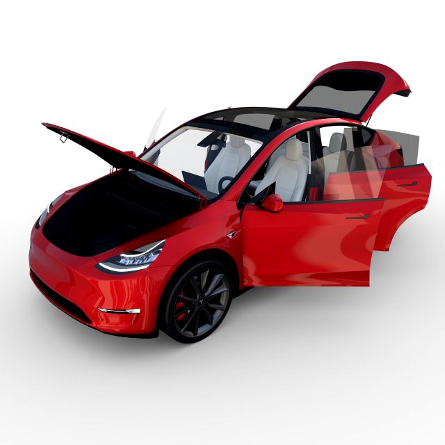 tesla model y red with interior