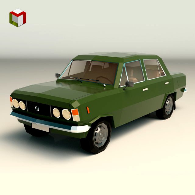 low poly sedan car 11