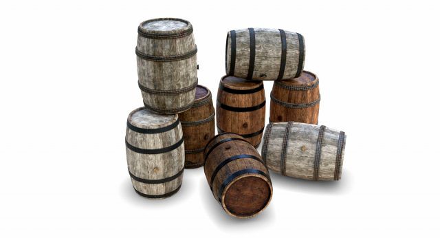 wooden barrels