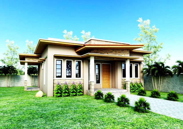 one storey bungalow with 3d model