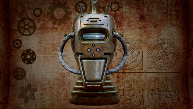 steampunk robot head free low-poly