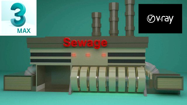 the sewage plant-low poly low-poly