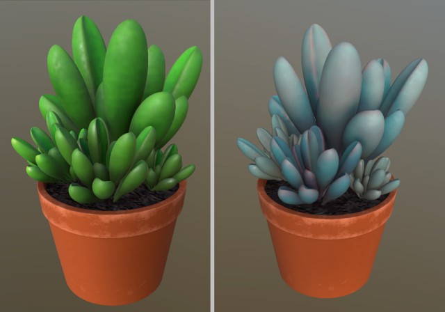 flower with 2 different texture variations