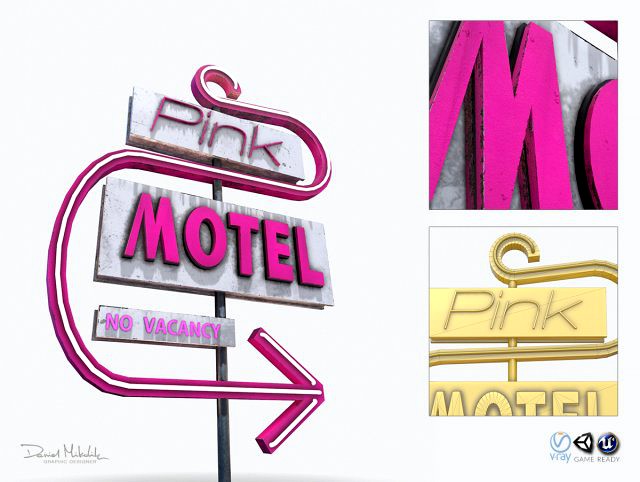 motorway sign pbr pink motel