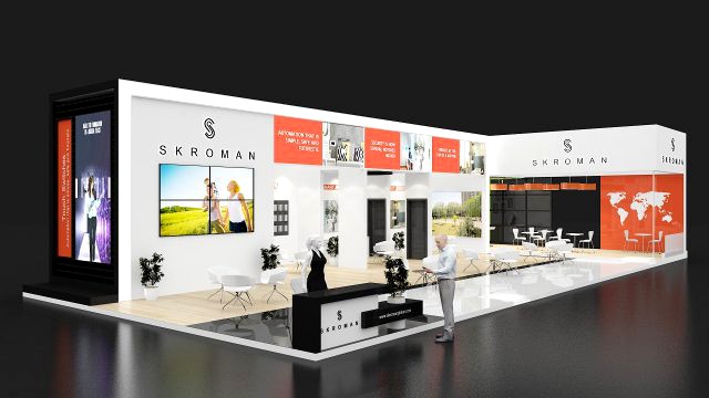 exhibition stand two sides open stall