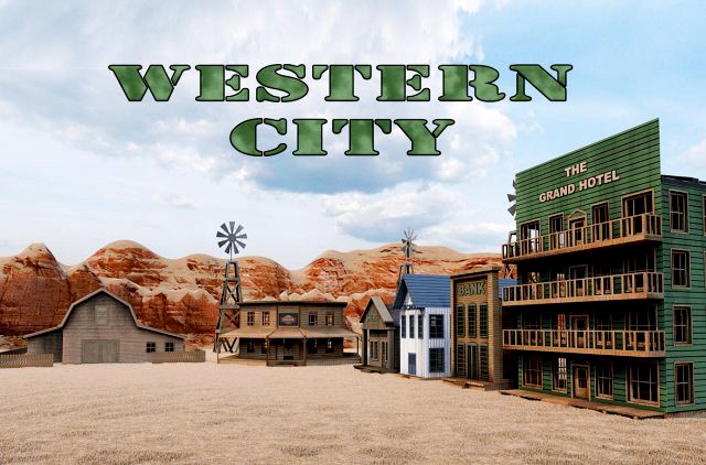 western town pbr low-poly