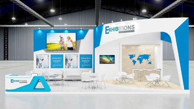 exhibition stand three sides open stall