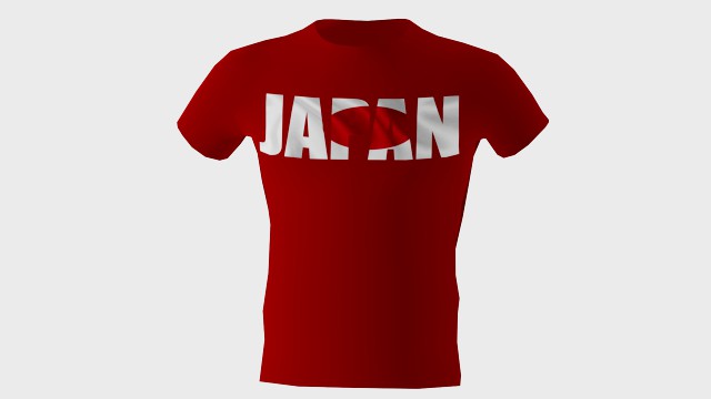 low poly japan shirt red colour