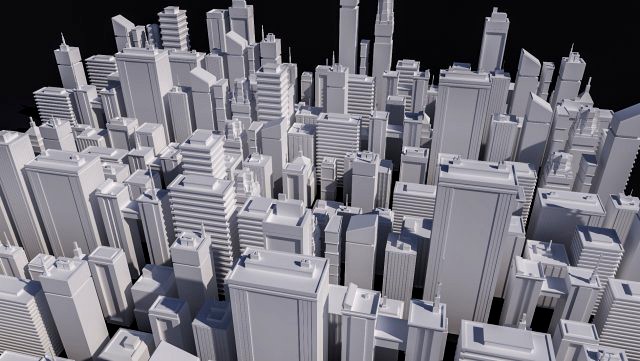 low-poly scifi skyscrapers pack