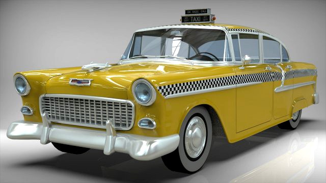 taxi yellow cab belair sedan 1955