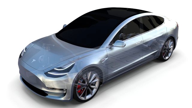 tesla model 3 with chassis silver