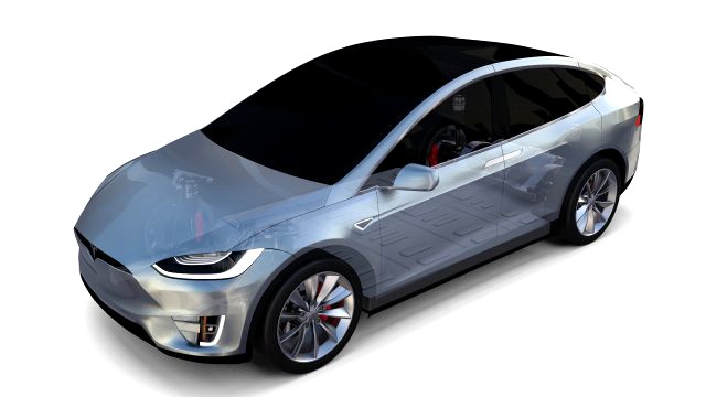 tesla model x with chassis silver