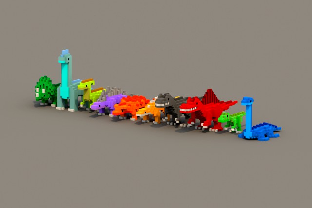 dinosaur voxel low poly pack