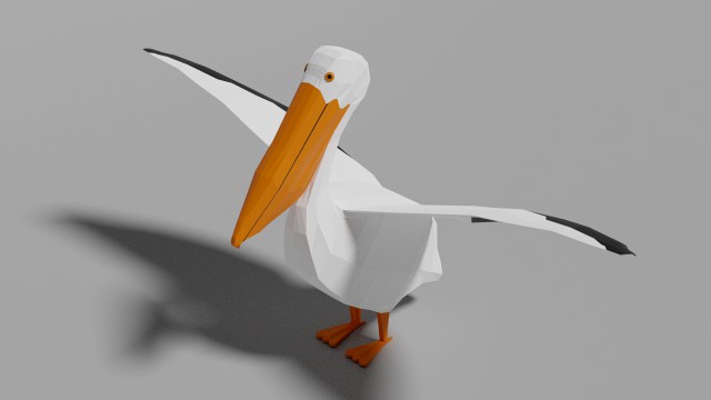 low poly pelican