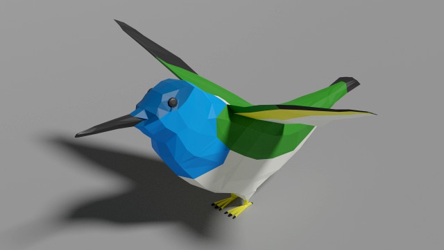 low poly hummingbird