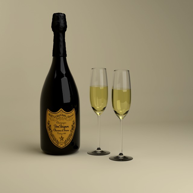 champagne dom perignon charme direne vintage 1979 and wineglasses