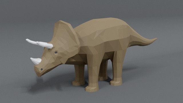 low poly cartoon triceratops dinosaur