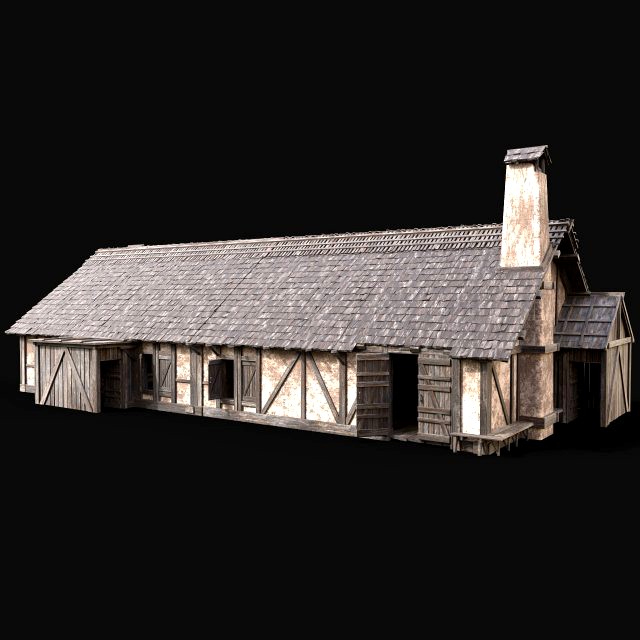 MEDIEVAL HOUSE ENTERABLE LONG HUT FARM COTTAGE WOODEN CABIN AAA