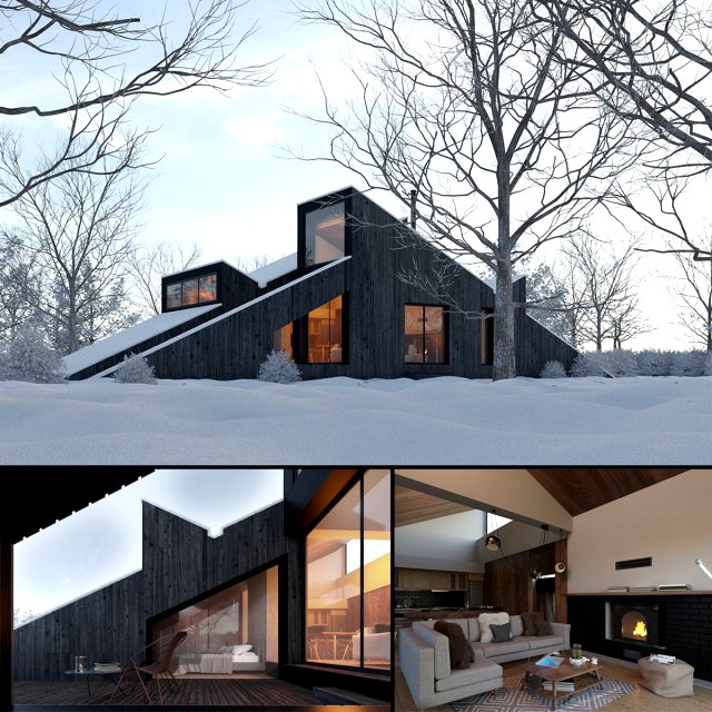 winter cabin house