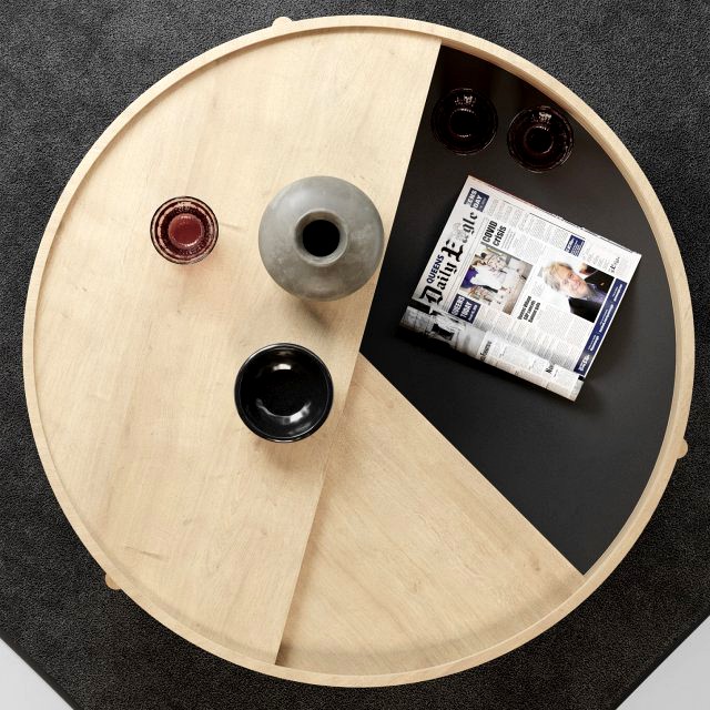 round coffee table with storage unfinished wood 3 legs