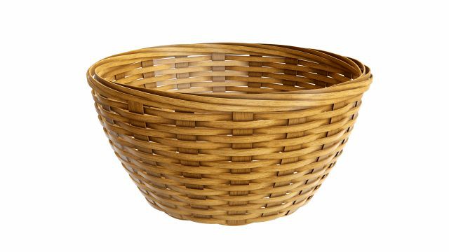 medium brown wicker basket with clipping path
