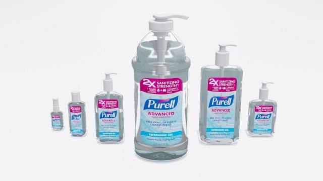bottles with antiseptic disinfectant