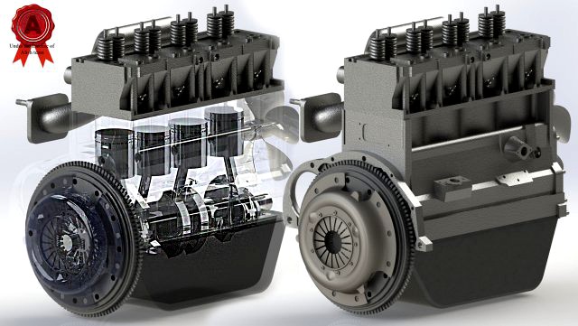 inline four-cylinder engine and clutch system