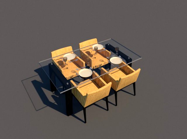 revit dinning table with chairs 3d