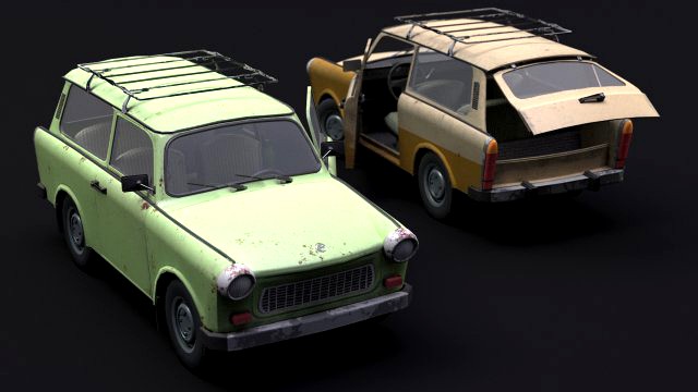 trabant 601 kombi 1965 low-poly