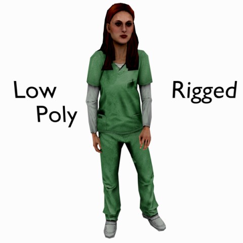 low poly rigged hospital patient