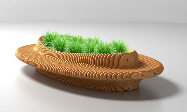 parametric bench with flowerpot