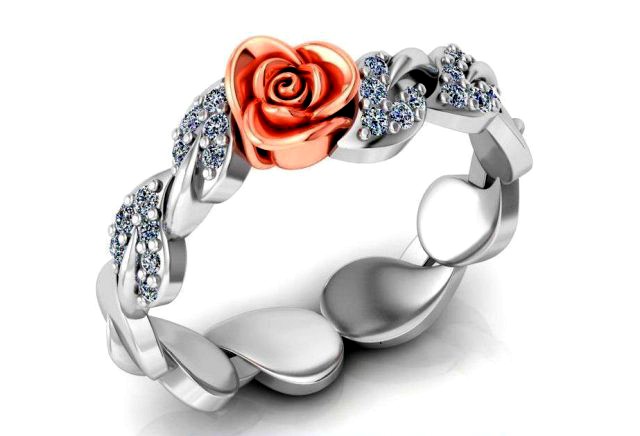 ring rose flower with stones 04